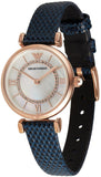 Buy Shop Emporio Armani Gianni T-Bar Analog Mother of Pearl Dial Blue Leather Strap Watch For Women - AR11468 USA Online