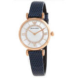 Buy Shop Emporio Armani Gianni T-Bar Analog Mother of Pearl Dial Blue Leather Strap Watch For Women - AR11468 USA Online