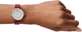 Buy Shop Emporio Armani Gianni T-Bar Analog Mother of Pearl Dial Red Leather Strap Watch For Women - AR11322 USA Online