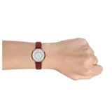 Buy Shop Emporio Armani Gianni T-Bar Analog Mother of Pearl Dial Red Leather Strap Watch For Women - AR11322 USA Online