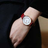 Buy Shop Emporio Armani Gianni T-Bar Analog Mother of Pearl Dial Red Leather Strap Watch For Women - AR11322 USA Online