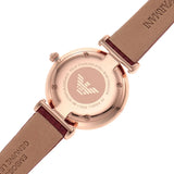 Buy Shop Emporio Armani Gianni T-Bar Analog Mother of Pearl Dial Red Leather Strap Watch For Women - AR11322 USA Online