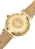 Buy Shop Emporio Armani Gianni T Bar Analog Silver Dial Beige Leather Strap Watch For Women - AR11127 USA Online