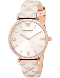 Buy Shop Emporio Armani Gianni T Bar Analog Silver Dial Beige Leather Strap Watch For Women - AR11127 USA Online