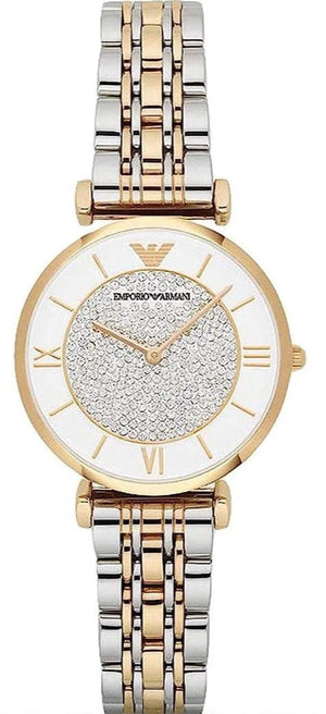 Buy Shop Emporio Armani Gianni T Bar Analog White Dial Two Tone Steel Strap Watch For Women - AR2076 USA Online