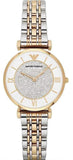 Buy Shop Emporio Armani Gianni T Bar Analog White Dial Two Tone Steel Strap Watch For Women - AR2076 USA Online