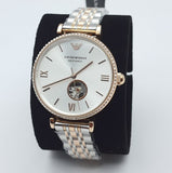 Buy Shop Emporio Armani Gianni T-Bar Analog White Dial Two Tone Steel Strap Watch For Women - AR60019 USA Online