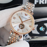 Buy Shop Emporio Armani Gianni T-Bar Analog White Dial Two Tone Steel Strap Watch For Women - AR60019 USA Online