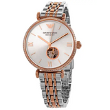 Buy Shop Emporio Armani Gianni T-Bar Analog White Dial Two Tone Steel Strap Watch For Women - AR60019 USA Online