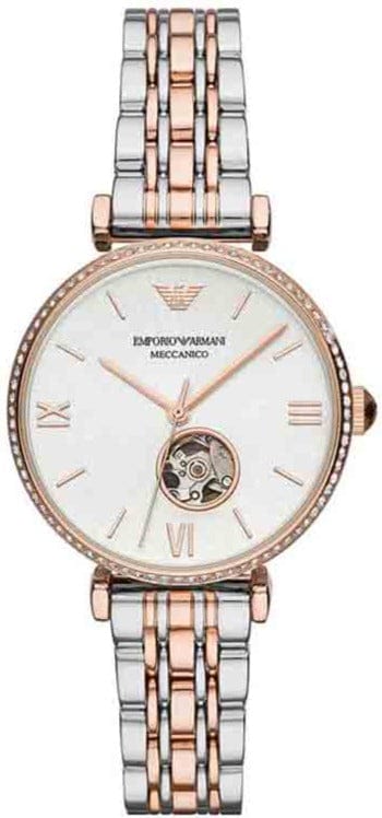 Buy Shop Emporio Armani Gianni T-Bar Analog White Dial Two Tone Steel Strap Watch For Women - AR60019 USA Online