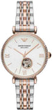 Buy Shop Emporio Armani Gianni T-Bar Analog White Dial Two Tone Steel Strap Watch For Women - AR60019 USA Online