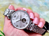 Buy Shop Emporio Armani Gianni T-Bar Automatic Silver Dial Silver Steel Strap Watch For Women - AR60022 USA Online