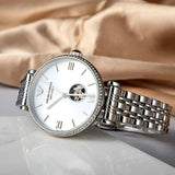 Buy Shop Emporio Armani Gianni T-Bar Automatic Silver Dial Silver Steel Strap Watch For Women - AR60022 USA Online