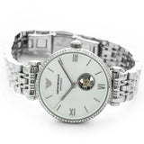 Buy Shop Emporio Armani Gianni T-Bar Automatic Silver Dial Silver Steel Strap Watch For Women - AR60022 USA Online