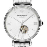 Buy Shop Emporio Armani Gianni T-Bar Automatic Silver Dial Silver Steel Strap Watch For Women - AR60022 USA Online