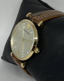 Buy Shop Emporio Armani Gianni T Bar Beige Dial Brown Leather Strap Watch For Women - AR1883 USA Online