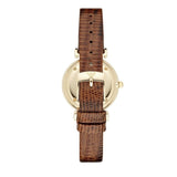 Buy Shop Emporio Armani Gianni T Bar Beige Dial Brown Leather Strap Watch For Women - AR1883 USA Online