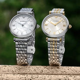 Buy Shop Emporio Armani Gianni T-Bar Beige Dial Two Tone Steel Strap Watch for Women - AR11702 USA Online