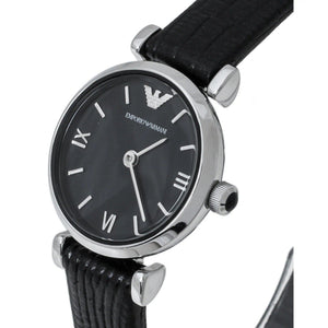 Buy Shop Emporio Armani Gianni T-Bar Black Dial Black Leather Strap Watch for Women - AR1678 USA Online