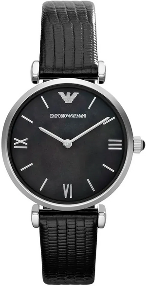 Buy Shop Emporio Armani Gianni T-Bar Black Dial Black Leather Strap Watch for Women - AR1678 USA Online