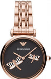 Buy Shop Emporio Armani Gianni T Bar Black Dial Rose Gold Steel Strap Watch For Women - AR11206 USA Online