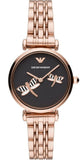 Buy Shop Emporio Armani Gianni T Bar Black Dial Rose Gold Steel Strap Watch For Women - AR11206 USA Online