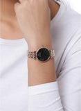 Buy Shop Emporio Armani Gianni T-Bar Black Dial Rose Gold Strap Watch For Women - AR11145 USA Online