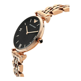 Buy Shop Emporio Armani Gianni T-Bar Black Dial Rose Gold Strap Watch For Women - AR11145 USA Online
