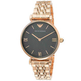 Buy Shop Emporio Armani Gianni T-Bar Black Dial Rose Gold Strap Watch For Women - AR11145 USA Online