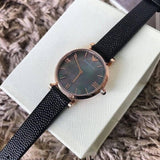 Buy Shop Emporio Armani Gianni T Bar Black Mother of Pearl Dial Black Leather Strap Watch For Women - AR11060 USA Online