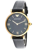 Buy Shop Emporio Armani Gianni T Bar Black Mother of Pearl Dial Black Leather Strap Watch For Women - AR11060 USA Online