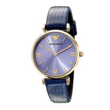 Buy Shop Emporio Armani Gianni T Bar Blue Dial Blue Leather Strap Watch For Women - AR1875 USA Online