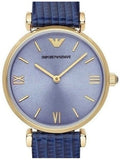 Buy Shop Emporio Armani Gianni T Bar Blue Dial Blue Leather Strap Watch For Women - AR1875 USA Online