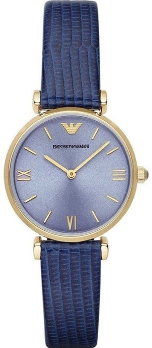 Buy Shop Emporio Armani Gianni T Bar Blue Dial Blue Leather Strap Watch For Women - AR1875 USA Online