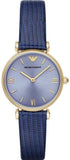 Buy Shop Emporio Armani Gianni T Bar Blue Dial Blue Leather Strap Watch For Women - AR1875 USA Online