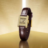 Buy Shop Emporio Armani Gianni T-Bar Brown Dial Brown Leather Strap Watch for Women - AR11705 USA Online