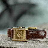 Buy Shop Emporio Armani Gianni T-Bar Brown Dial Brown Leather Strap Watch for Women - AR11705 USA Online
