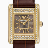 Buy Shop Emporio Armani Gianni T-Bar Brown Dial Brown Leather Strap Watch for Women - AR11705 USA Online