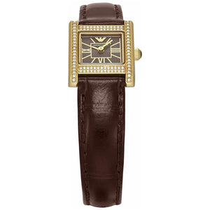 Buy Shop Emporio Armani Gianni T-Bar Brown Dial Brown Leather Strap Watch for Women - AR11705 USA Online