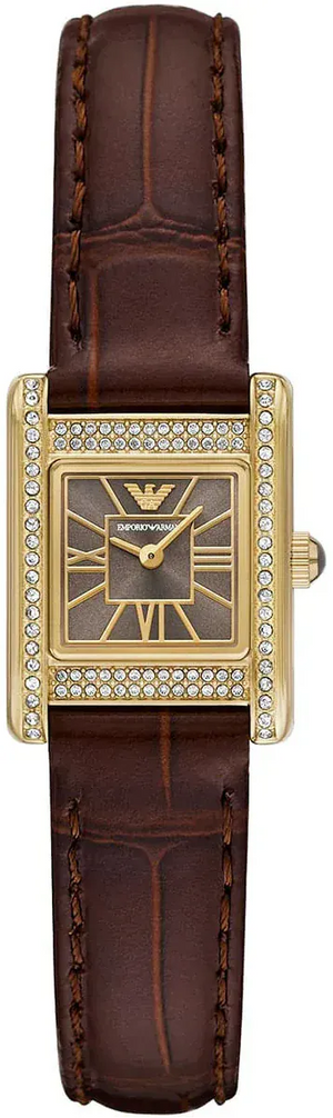 Buy Shop Emporio Armani Gianni T-Bar Brown Dial Brown Leather Strap Watch for Women - AR11705 USA Online