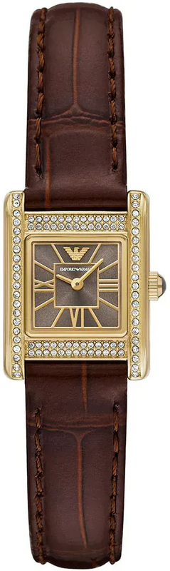 Buy Shop Emporio Armani Gianni T-Bar Brown Dial Brown Leather Strap Watch for Women - AR11705 USA Online