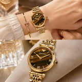 Buy Shop Emporio Armani Gianni T-Bar Brown Dial Gold Steel Strap Watch for Women - AR11703 USA Online