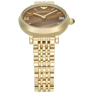 Buy Shop Emporio Armani Gianni T-Bar Brown Dial Gold Steel Strap Watch for Women - AR11703 USA Online
