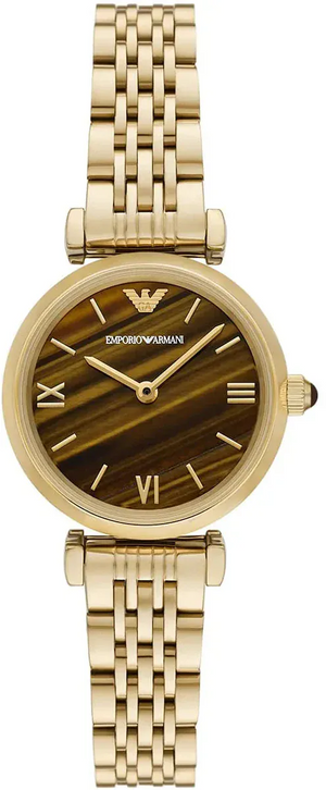 Buy Shop Emporio Armani Gianni T-Bar Brown Dial Gold Steel Strap Watch for Women - AR11703 USA Online