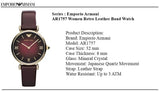 Buy Shop Emporio Armani Gianni T Bar Burgundy Dial Burgundy Leather Strap Watch For Women - AR1757 USA Online