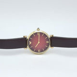 Buy Shop Emporio Armani Gianni T Bar Burgundy Dial Burgundy Leather Strap Watch For Women - AR1757 USA Online