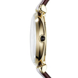 Buy Shop Emporio Armani Gianni T Bar Burgundy Dial Burgundy Leather Strap Watch For Women - AR1757 USA Online