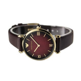 Buy Shop Emporio Armani Gianni T Bar Burgundy Dial Burgundy Leather Strap Watch For Women - AR1757 USA Online