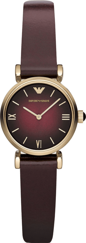 Buy Shop Emporio Armani Gianni T Bar Burgundy Dial Burgundy Leather Strap Watch For Women - AR1758 USA Online