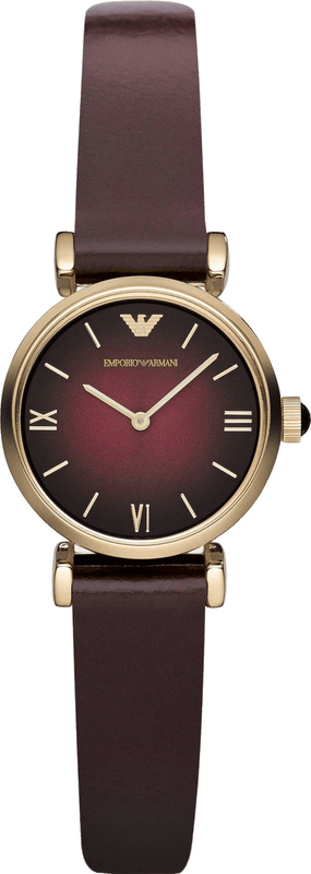 Buy Shop Emporio Armani Gianni T Bar Burgundy Dial Burgundy Leather Strap Watch For Women - AR1758 USA Online